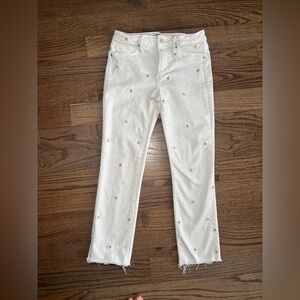 Driftwood Candance White Denim Yellow Floral Daisy Embrodiered Jean‎ Size 25